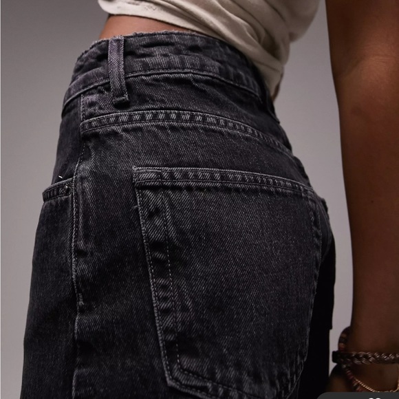 Topshop Denim A-line Mom Short in Washed Black - Picture 4 of 13